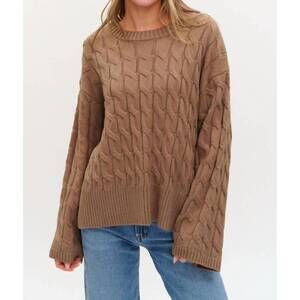 NEW SIX/FIFTY willow cable knit sweater in taupe